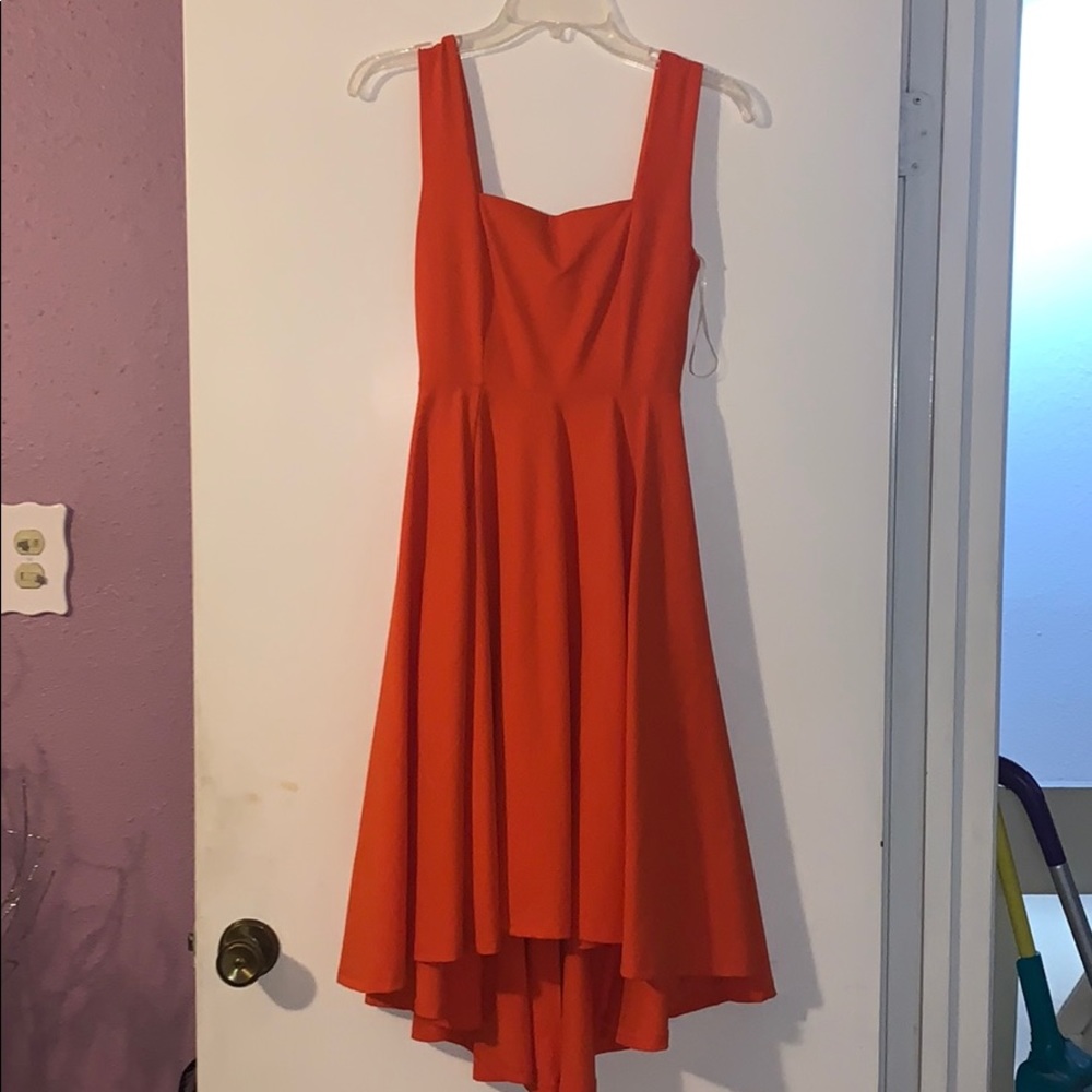 Square neck high low dress